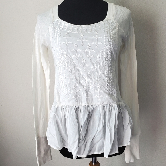 Free People Embroidered Peplum Top - Picture 1 of 6